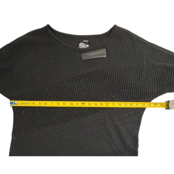 NWT Mixed Stitch Black Sequin Sweater 3/4 Dolman Sleeve Apt 9 Holiday Sparkle XL - Picture 7 of 14